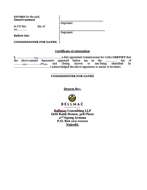 Affidavit for Lost Certificate of Incorporation of a Trust document preview