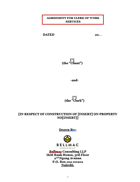 Agreement for Clerk of Works document preview
