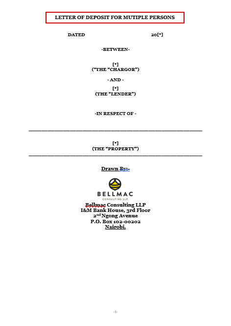 Letter of Deposit for Mutiple Persons document preview