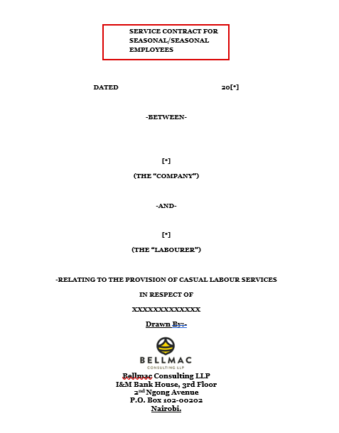 Service Contract for Seasonal Employees document preview